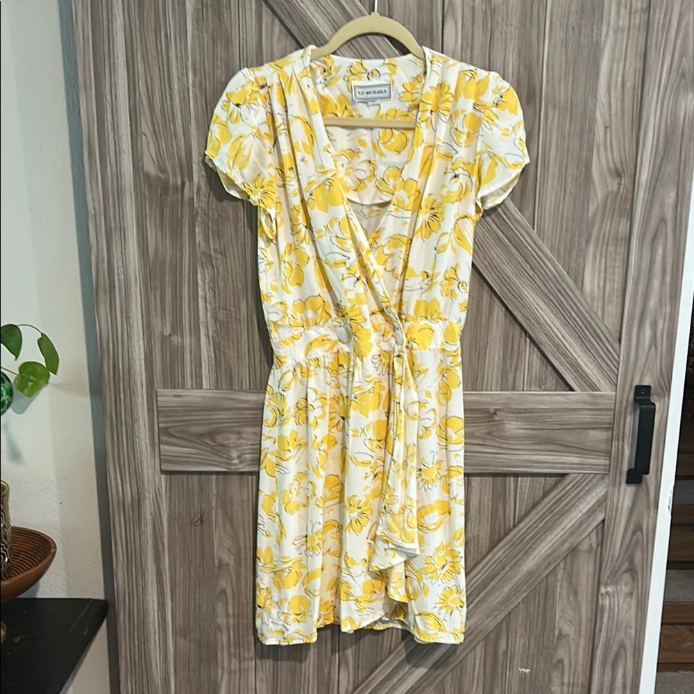 Yellow Floral Wrap Dress